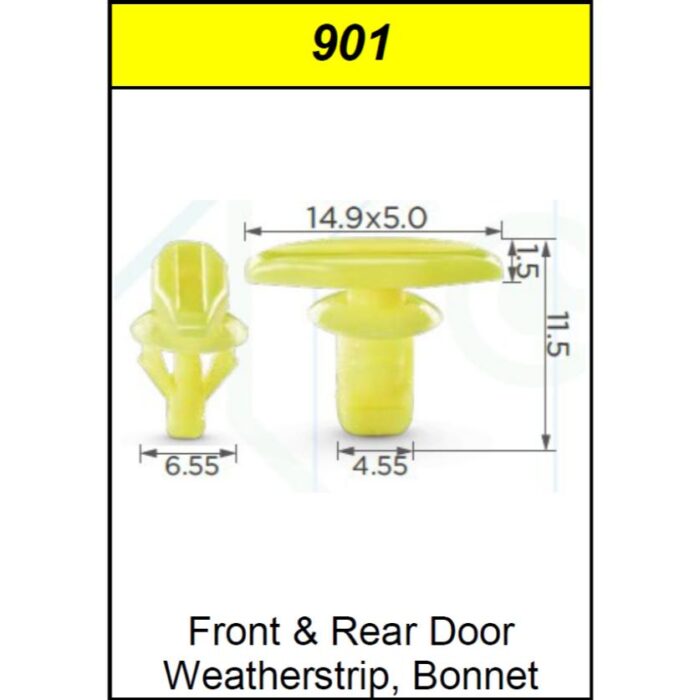 Clip Front & Rear Door, Weatherstrip, Hood