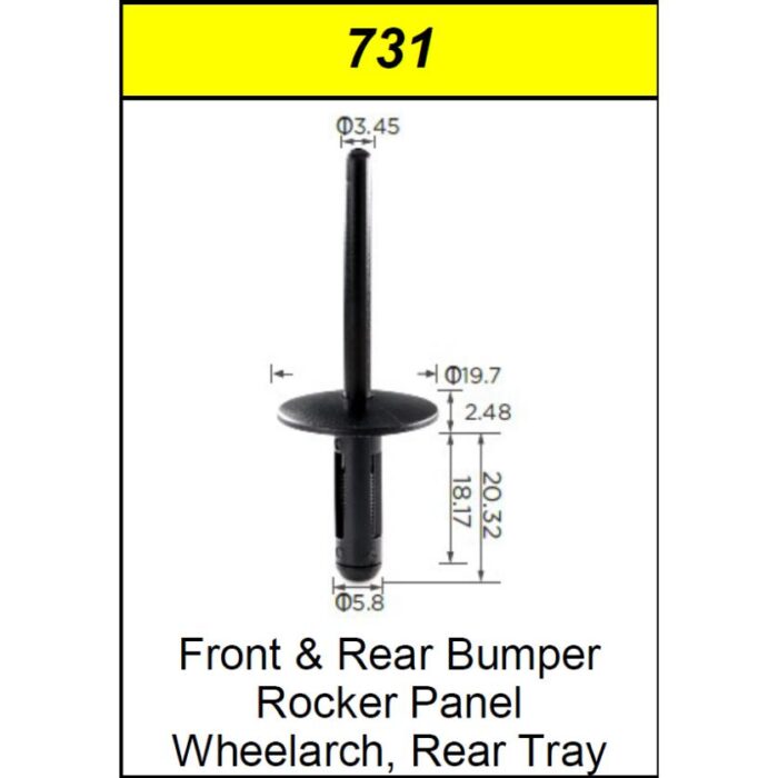 Clips Rivet Pls 5.6X22 Lf